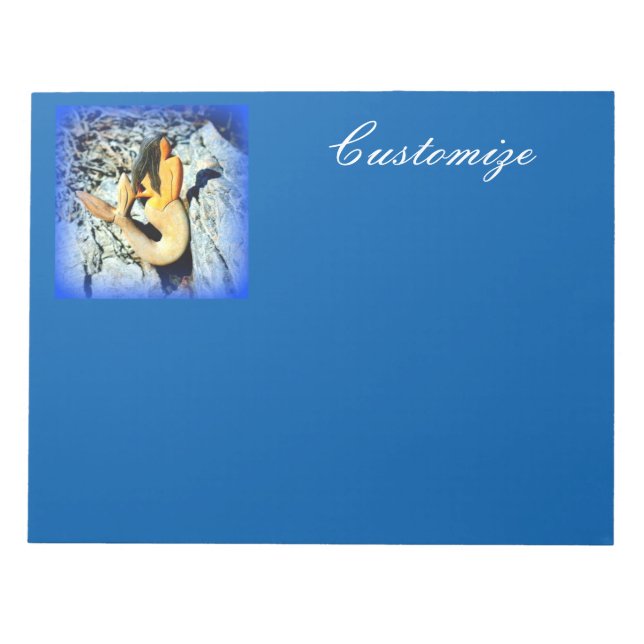 Bloco De Notas sereia azul de cabelos negros personalizada (Frente)