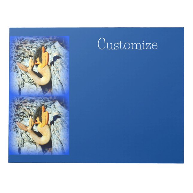 Bloco De Notas sereia de cabelo preto em azul (Frente)