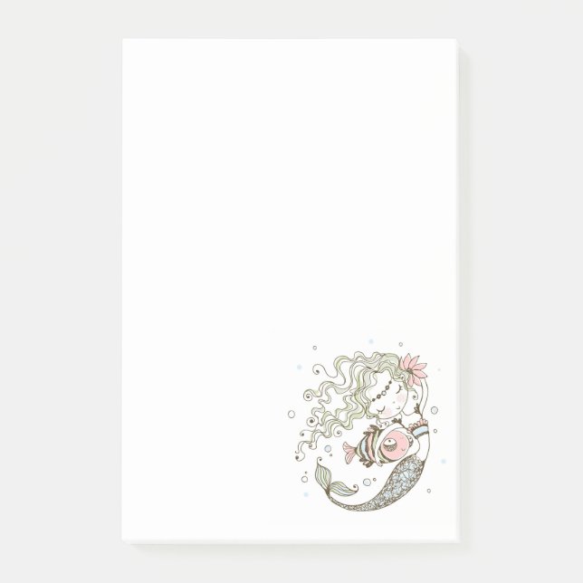 Bloco De Notas Sereia Gira com Peixe (Frente)
