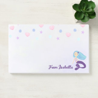 Bloco De Notas Sereia Princesa em Azul Pastel e Roxo