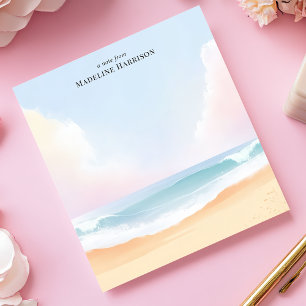 Bloco De Notas Serene Beach Clouds Ocean Sky Nome Personalizado