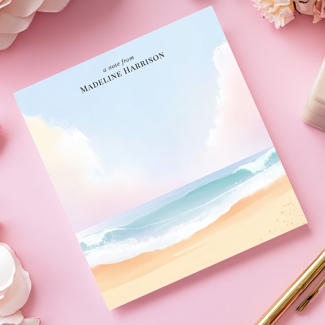 Bloco De Notas Serene Beach Clouds Ocean Sky Nome Personalizado (Criador carregado)