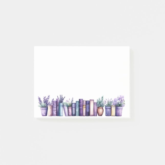 Bloco De Notas Serene Lavender Library Watercolor Notes (Frente)