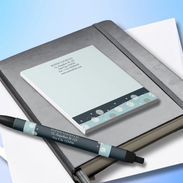 Bloco De Notas Serviços de Limpeza de Azul Escuro Mínimo Moderno (Criador carregado)