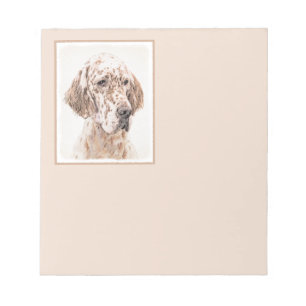 Bloco De Notas Setter Inglês Laranja Belton Pintura Arte Canina