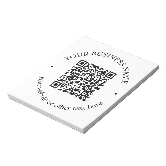 Bloco De Notas Seu código QR carregado mais texto circular editáv (Invertido)