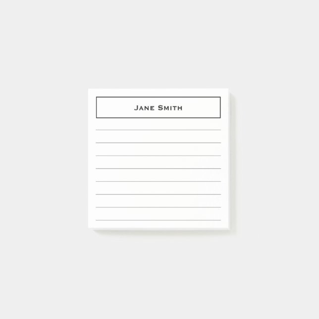 Bloco De Notas Seu nome corporativo - Mínimo preto/branco - Vincu (Frente)