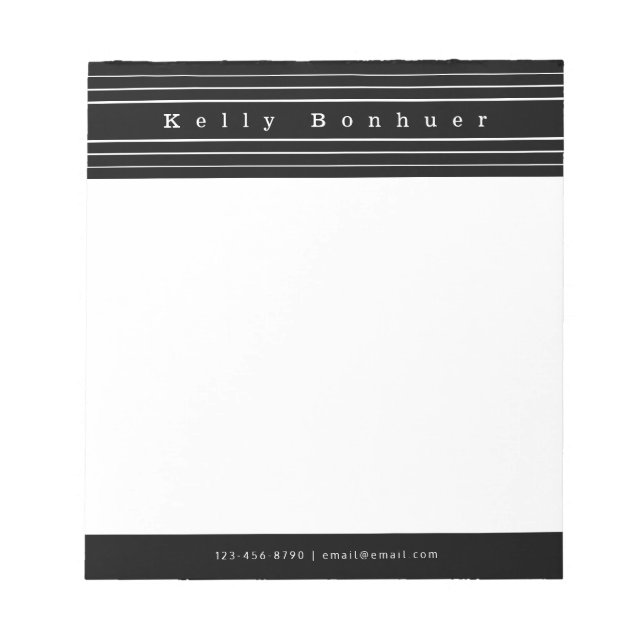 Bloco De Notas Seu nome e listras | Púrpura e rosa (Frente)