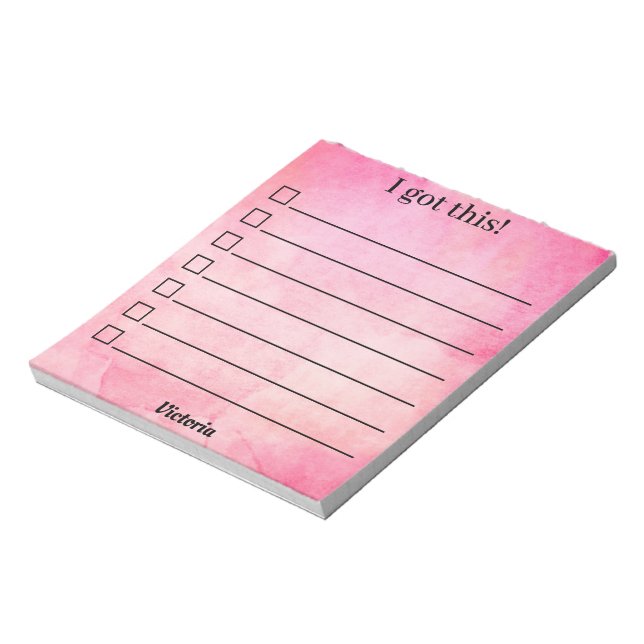 Bloco De Notas Seu Nome Personalizado Rosa Fofo (Invertido)