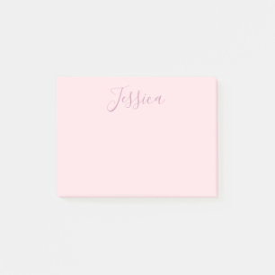 Bloco De Notas Seu Texto Elegante Script & Rosa Bege Macio