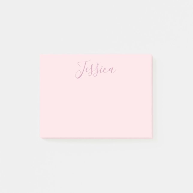 Bloco De Notas Seu Texto | Elegante Script & Rosa Bege Macio (Frente)