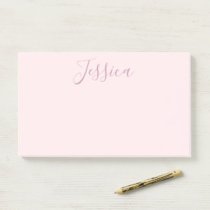 Bloco De Notas Seu Texto Elegante Script & Rosa Bege Macio