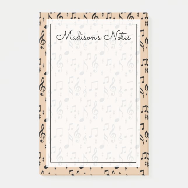 Bloco De Notas Seu texto | Notas Musicais (Frente)