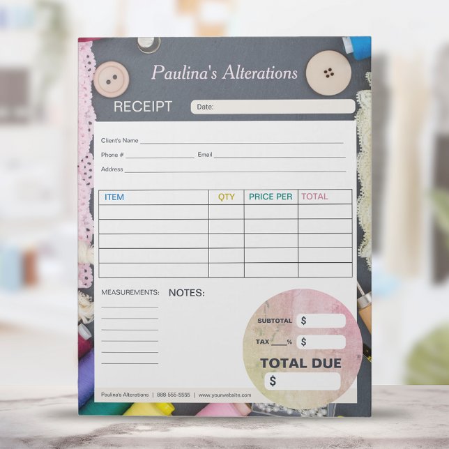 Bloco De Notas Sewing Alterations Seamstress Formulário de Ordem  (Criador carregado)