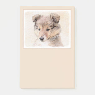 Bloco De Notas Shetland Sheepdog Puppy Pintura Original