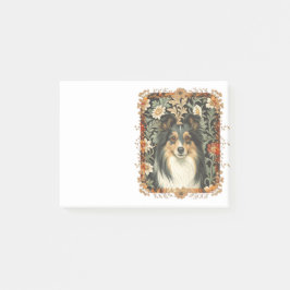 Bloco De Notas Shetland Sheepdog Tricolor Sheltie Vintage Floral