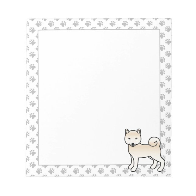 Bloco De Notas Shiba Inu Creme Cachorro Fofo de Desenho & Patas (Frente)