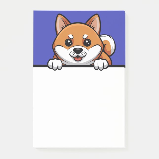 Bloco De Notas Shiba Inu Cute Peeking Shiba Puppy Dog Dons (Frente)