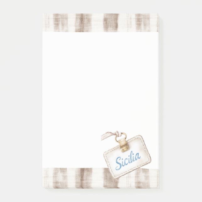 Bloco De Notas Sicily Cream Rustic Brown Stripes (Frente)