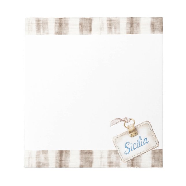 Bloco De Notas Sicily Cream Rustic Brown Stripes (Frente)