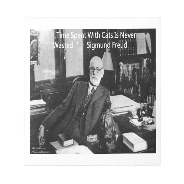 Bloco De Notas Sigmund Freud em Seu Escritório & Citação de Gato  (Frente)