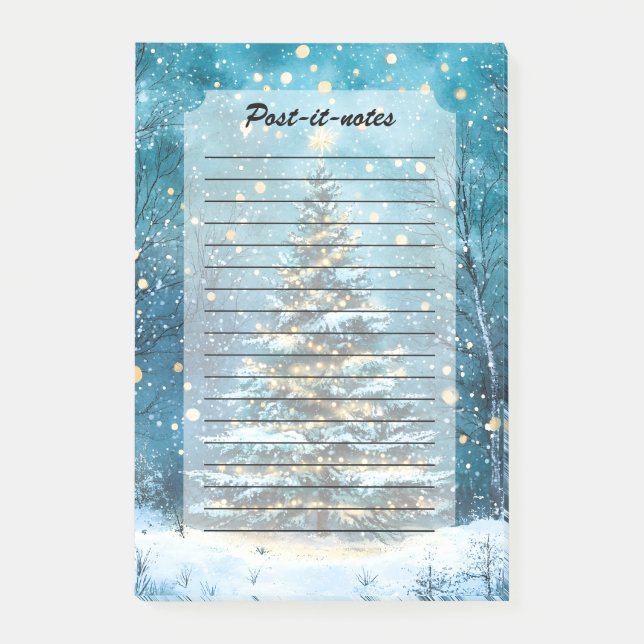 Bloco De Notas Silent Night Glow Bright Christmas Forest Tree (Frente)