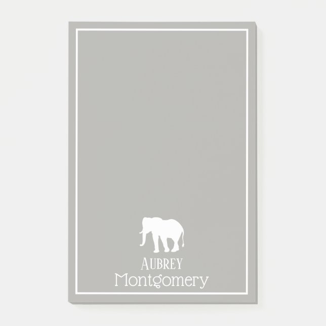 Bloco De Notas Silhouette de Elefante Branco | Personalizado (Frente)