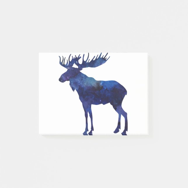 Bloco De Notas Silhouette de Moose Azul (Frente)