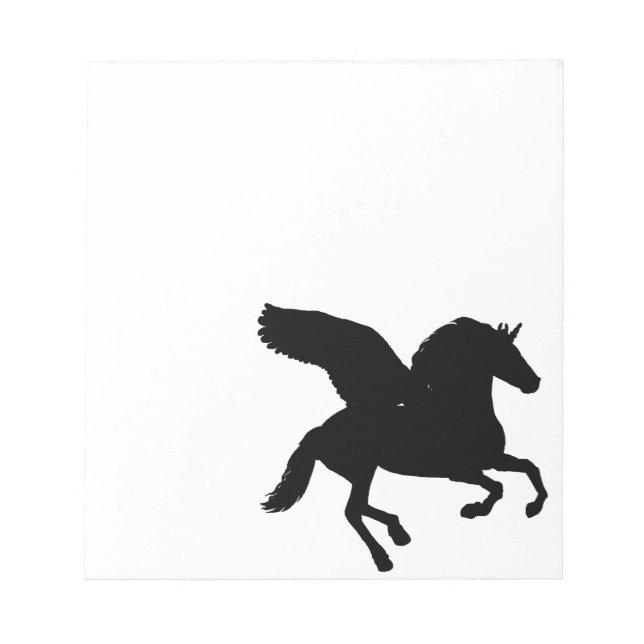 Bloco De Notas Silhouette de Unicórnio Alado (Frente)