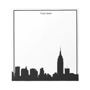 Bloco De Notas Silhouette Skyline NYC enquadrado