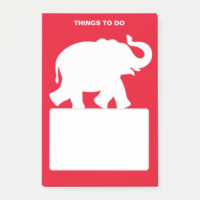Bloco De Notas Silhueta de Elefante Branco em Coisas Vermelhas a  (Frente)