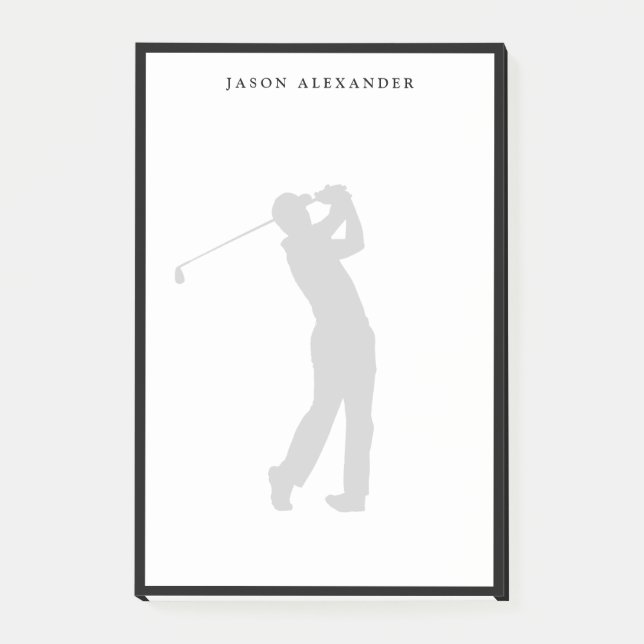 Bloco De Notas Silhueta de Golfista Personalizada  (Frente)