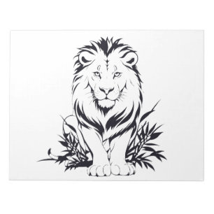 Bloco De Notas Silhueta de Leão Majestoso na Arte Vetor Negrito