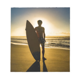 Bloco De Notas Silhueta de surfe durante o nascer do sol