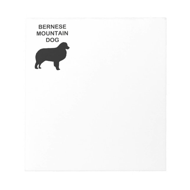 Bloco De Notas silhueta do cão de montanha bernês com nome (Frente)