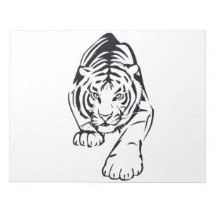 Bloco De Notas Silhueta Majestosa de Tigre em Arte Vetor Negrito