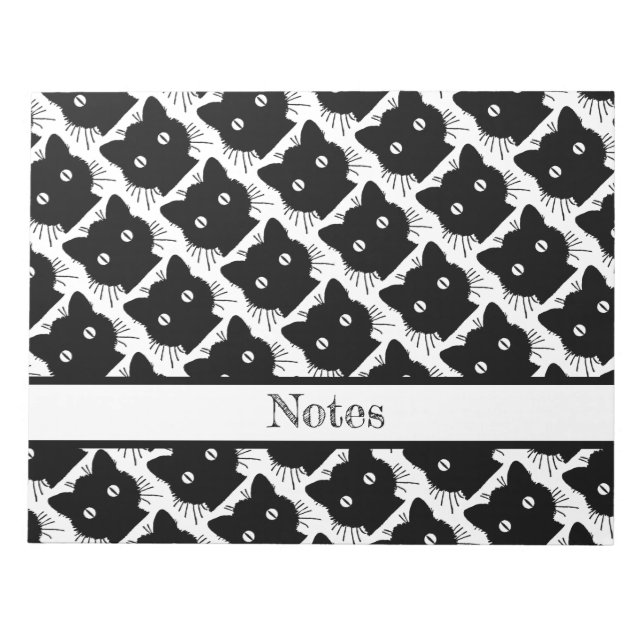 Bloco De Notas Silhuette de uma ilustração de safra de gato preto (Frente)