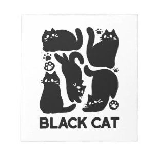 Bloco De Notas Silhuettes de Gato Negro - Design de Felino Cinto