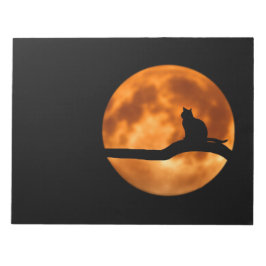 Bloco De Notas Silhute de um Gato Negro em uma Árvore