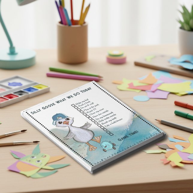 Bloco De Notas Silly Goose Boy Custom Daily Routine Checklist (Silly Goose Boy Custom Daily Routine Checklist Notepad)