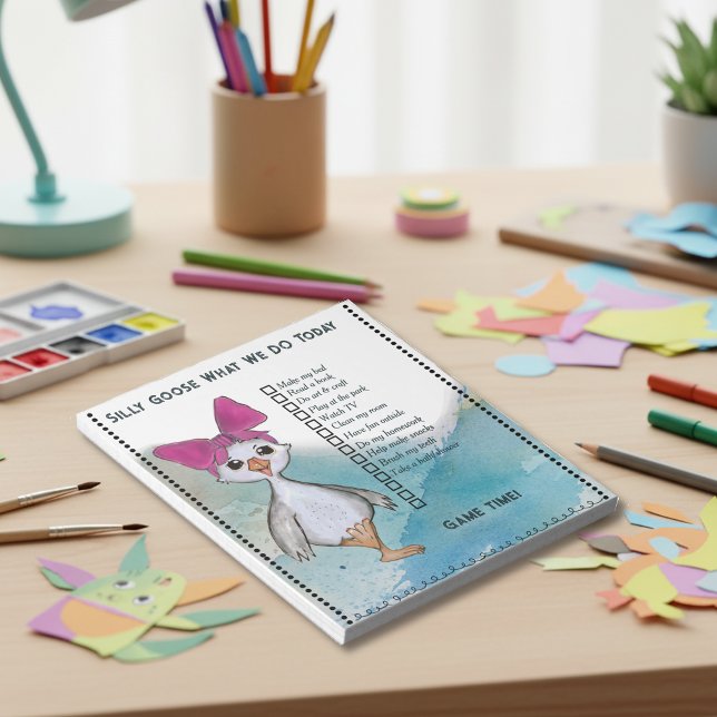 Bloco De Notas Silly Goose Kids Custom Daily Routine Checklist (Silly Goose Kids Custom Daily Routine Checklist Notepad)