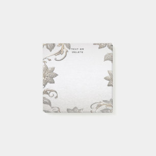 Bloco De Notas Silver Dourado Floral Posta as notas