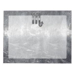 Bloco De Notas Silver Scorpio Zodiac Sign Distressed Metal Style