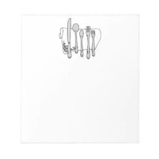 Bloco De Notas Silverware Black White Design