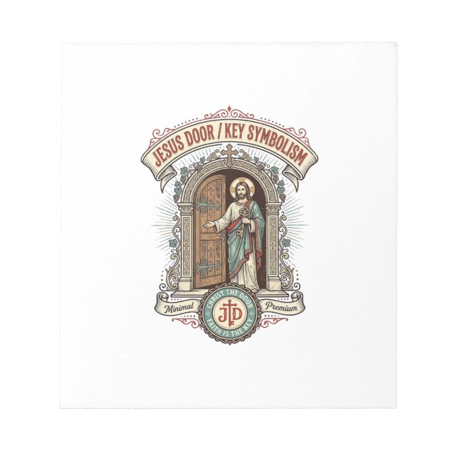 Bloco De Notas Simbolismo da Chave da Porta de Jesus Simbolismo d (Frente)