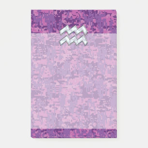 Bloco De Notas Símbolo Aquarius Zodiac na Camuflagem Digital Ros