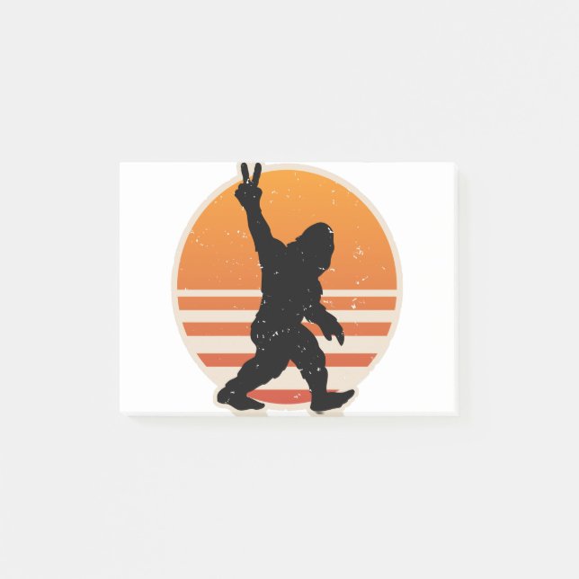 Bloco De Notas Símbolo de Paz do Pé-Grande Retroativo (Frente)