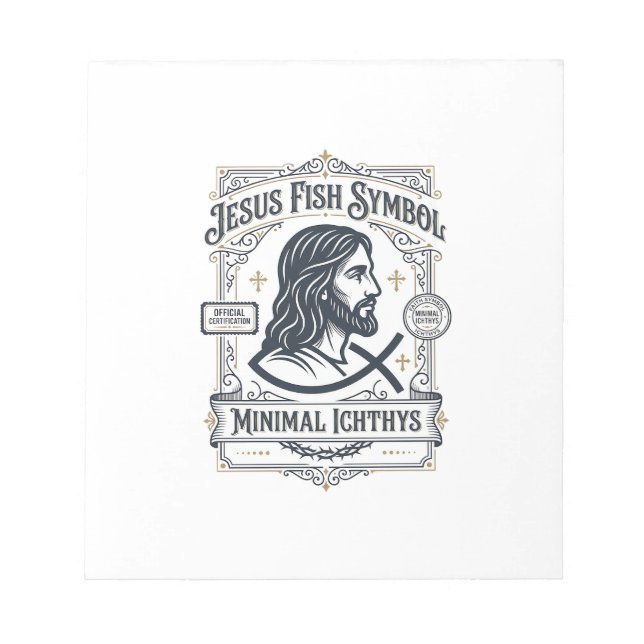 Bloco De Notas Símbolo de Peixe de Jesus Minimal Ichthys Peixe de (Frente)