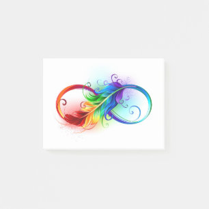 Bloco De Notas Símbolo Infinito com Pena Arco-Íris