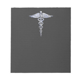 Bloco De Notas Símbolo Médico Silver Caduceus Estilo de Fibra Car